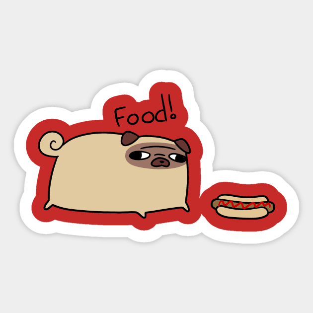 Food Pug Pug Sticker TeePublic